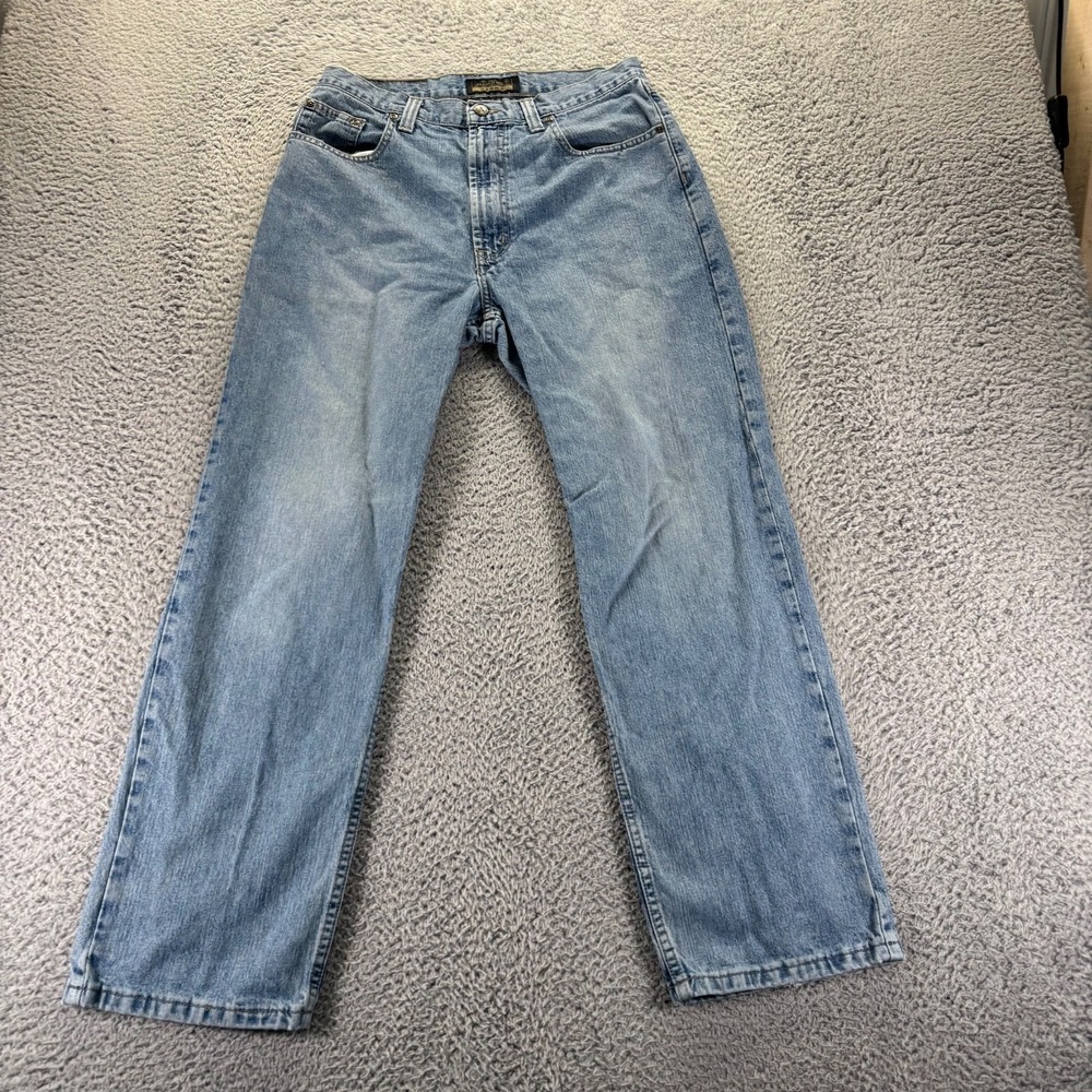 Vintage Axist Jeans Mens 32x30 Blue Light Wash Cotton Loose Baggy Straight Denim